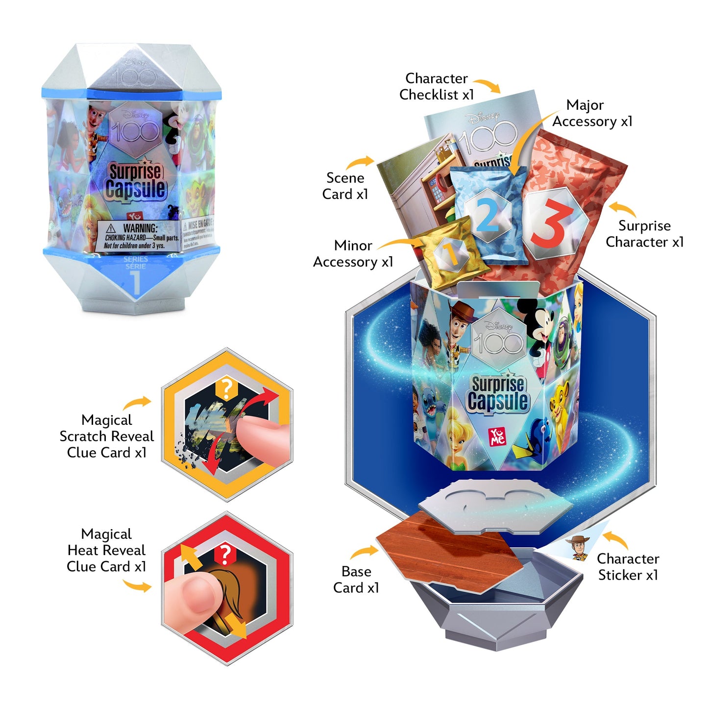 Disney 100 Surprise Capsules Series 1 - 12 Pack Combo - YuMe Toys