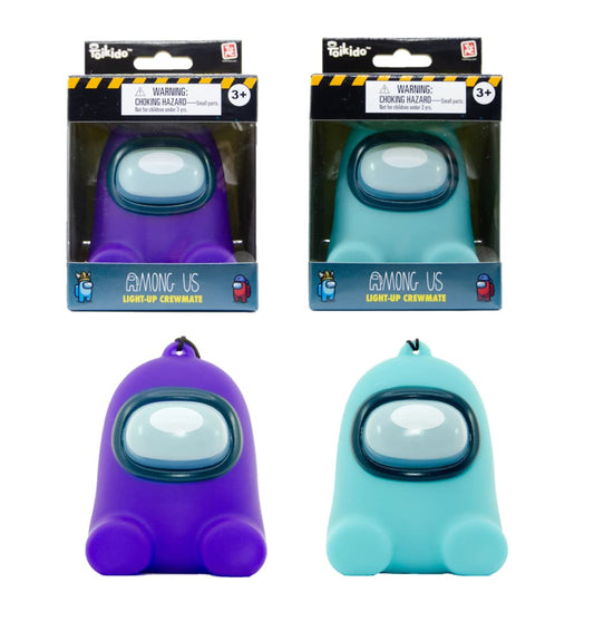 Official Among Us – Toikido LED Light-up Crewmate with Hand & Bag Strap - Purple & Cyan (2 Pack) - YuMe Toys